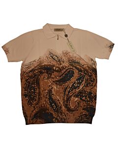 Lavane Men's 1/4 Zip Polo Short Sleeve Knit Sport Shirt 2309 Sand