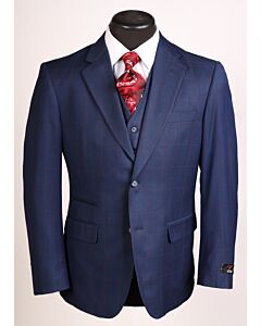 Vitali Petrol Blue Windowpane Vested Modern Fit Suit M1340 