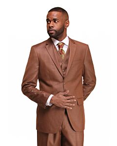 Vitali Rust Sharkskin Modern Fit Vested Suit M3090-2