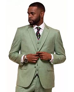 Vitali Grass Green Sharkskin Modern Fit Vested Suit M3090-NP