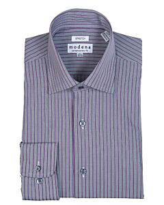 Modena Black Purple Stripe Contemporary Fit Dress Shirt M677ET0R