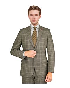 Mantoni Brown Plaid Modern Fit Wool Suit M87870-1