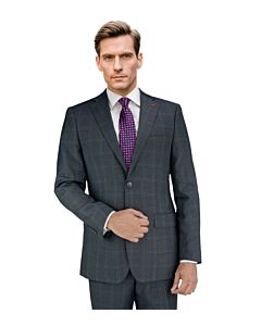Mantoni Charcoal Windowpane Modern Fit Wool Suit M87884-1