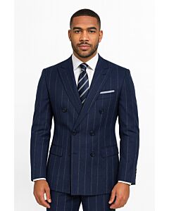 Mantoni Navy Pinstripe Modern Fit Wool Double Breasted Suit M87184-2 DB