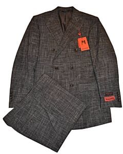 Mazari Black Heathered Modern Fit Double Breasted Suit 2336 NYC