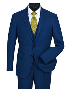 Mazari Blue Modern Fit Vested Suit 1500 Paris