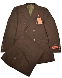 Mazari Brown Heathered Modern Fit Double Breasted Suit 2336 NYC