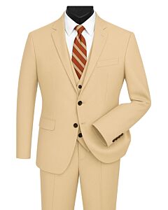 Mazari Champagne Modern Fit Vested Suit 1501 Paris