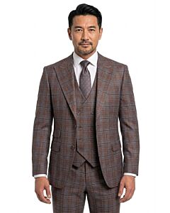 Mazari Mauve Plaid Modern Fit Vested Suit 2410 Leo