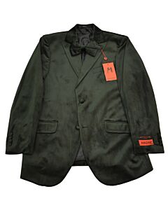 Mazari Men's Fashion Velvet Sport Coat w/ Matching Bow Tie 1010 Party S/C Hunter