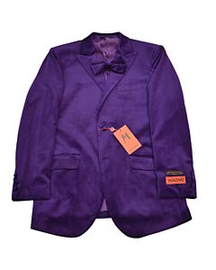 Mazari Men's Fashion Velvet Sport Coat w/ Matching Bow Tie 1010 Party S/C Purple