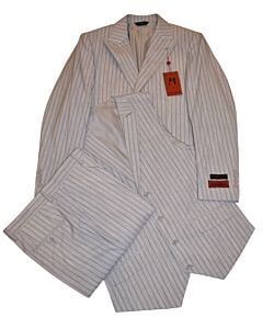 Mazari Silver Grey Striped Modern Fit Vested Suit 2364 Pett V