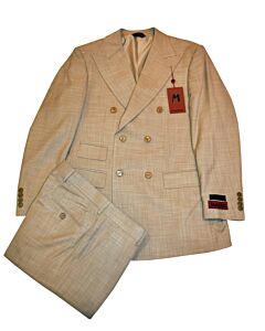 Mazari Tan Modern Fit Double Breasted Suit 2352 Chicago 