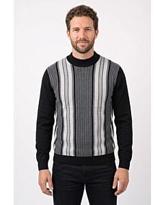 Cigar Couture Signature Striped Mock Neck Sweater MC-643 Black