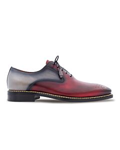 Mezlan 20671 Plain Toe 2 Tone Lace Up Men's Dress Shoe Burgundy/Grey
