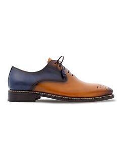 Mezlan 20671 Plain Toe 2 Tone Lace Up Men's Dress Shoe Cognac/Blue