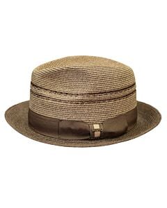 Bruno Capelo Hats MG Mirage Natural Mixed Braid Fedora Camel/Brown