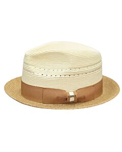 Bruno Capelo Hats MG Mirage Natural Mixed Braid Fedora Ivory/Cognac