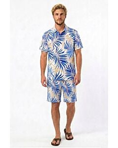 Rich Man Men's Modern Fit 2 Piece Cabana Set Swimwear Set MHS1291 Blue Multi