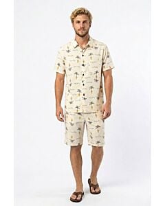 Rich Man Men's Modern Fit 2 Piece Cabana Set Swimwear Set MHS1291 Cream