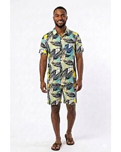 Rich Man Men's Modern Fit 2 Piece Cabana Set Swimwear Set MHS1291 Green Multi