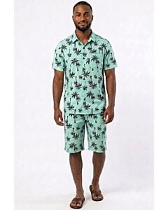 Rich Man Men's Modern Fit 2 Piece Cabana Set Swimwear Set MHS1291 Mint