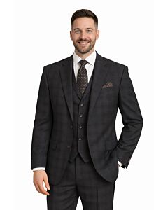 Michael Adam Charcoal Plaid Modern Fit Vested Suit 3502 Paris