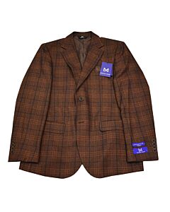 Michael Adam Men's Plaid Modern Fit Sport Coat 3906 Paris 29 Rust