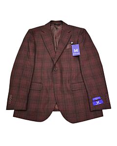 Michael Adam Men's Plaid Modern Fit Sport Coat 3906 Paris 29 Wine