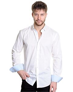Mizumi Couture Men's Modern Fit Long Sleeve Sport Shirt M1385 White