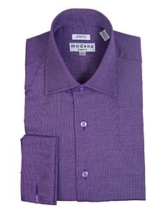 Modena Plum Pin Dot Twill French Cuff Dress Shirt M308FG0F
