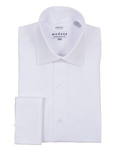 Modena White Contemporary Fit Men's French Cuff Dress Shirt M706ETFC