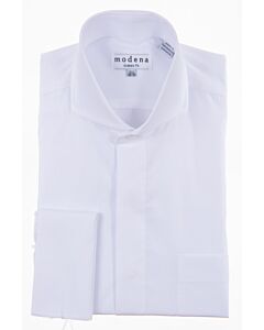 Modena White Tone Check French Cuff Dress Shirt M918CA0F