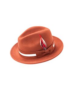 Montique Hats H-100 Pinch Front Wool Felt Fedora Cognac