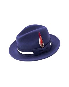 Montique Hats H-100 Pinch Front Wool Felt Fedora Navy