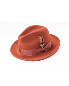 Montique Hats H-60 Pinch Front Wool Felt Fedora Cognac