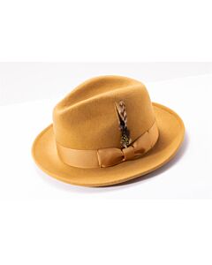 Montique Hats H-60 Pinch Front Wool Felt Fedora Gold