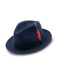 Montique Hats H-62 Pinch Front Wool Felt Fedora Navy