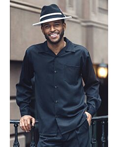 Montique Men's Walking Leisure Suit 2 Piece Set 1641 Black