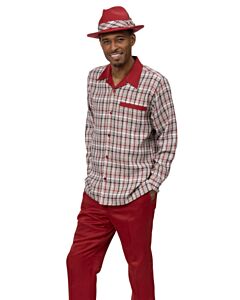 Montique Men's Walking Leisure Suit 2 Piece Set 2453 Brick