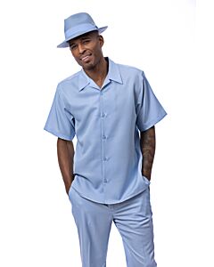 Montique Men's Walking Leisure Suit 2 Piece Set 2520 Carolina Blue