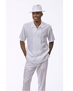 Montique Men's Walking Leisure Suit 2 Piece Set 2520 White