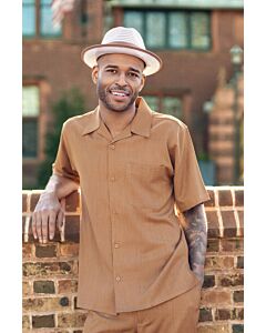 Montique Men's Walking Leisure Suit 2 Piece Set 696 Cappuccino
