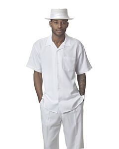 Montique Men's Walking Leisure Suit 2 Piece Set 696 White