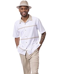 Montique Men's Walking Leisure Suit 2 Piece Set 2412 Kahki