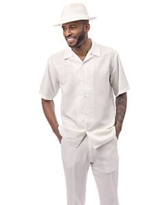 Montique Men's Walking Leisure Suit 2 Piece Set 2603 Cream