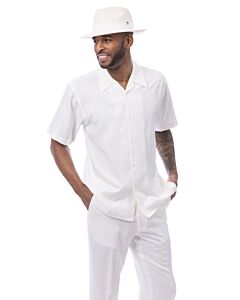 Montique Men's Walking Leisure Suit 2 Piece Set 2610 Cream
