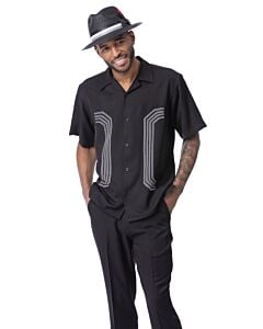 Montique Men's Walking Leisure Suit 2 Piece Set 2616 Black