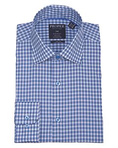 Proper Shirtings Blue Plaid Slim Fit Dress Shirt P203TTRX