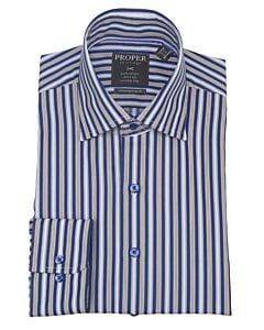 Proper Shirtings French Blue Striped Contemporary Fit Dress Shirt P351ET0R